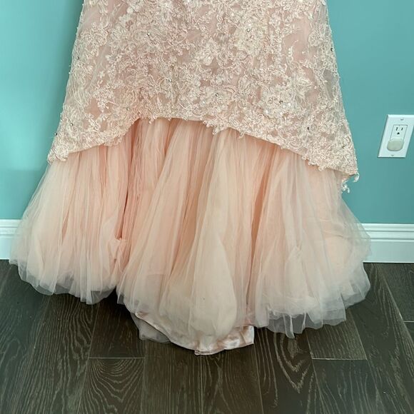 SHERRI HILL STYLE #51114 lace, tulle, embellished gown. Light pink - Picture 8 of 14